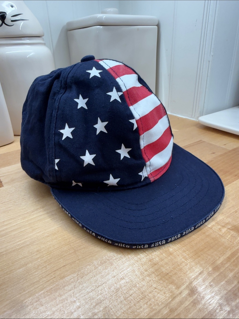 Kid’s American Flag Stars & Stripes Baseball Cap - Navy Red White Flat Brim